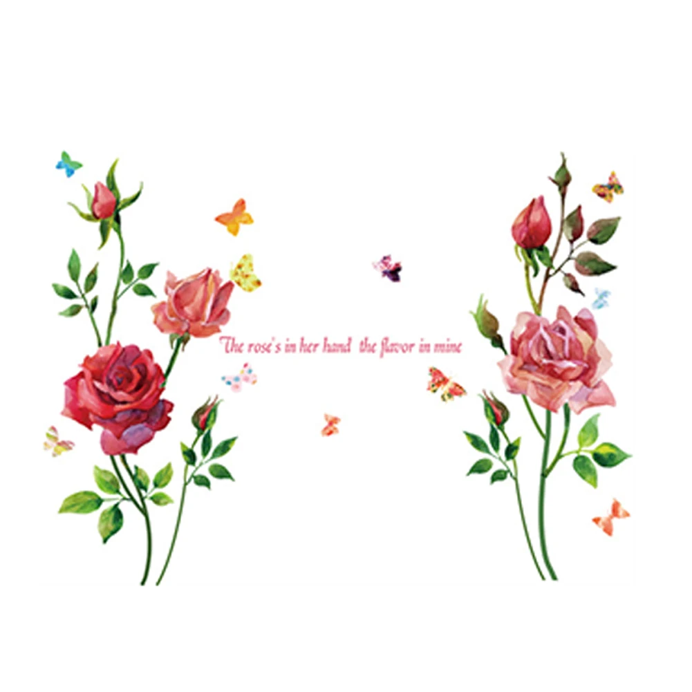 Роза узор самостоятельно наклейки на стену Водонепроницаемая Наклейка съемные