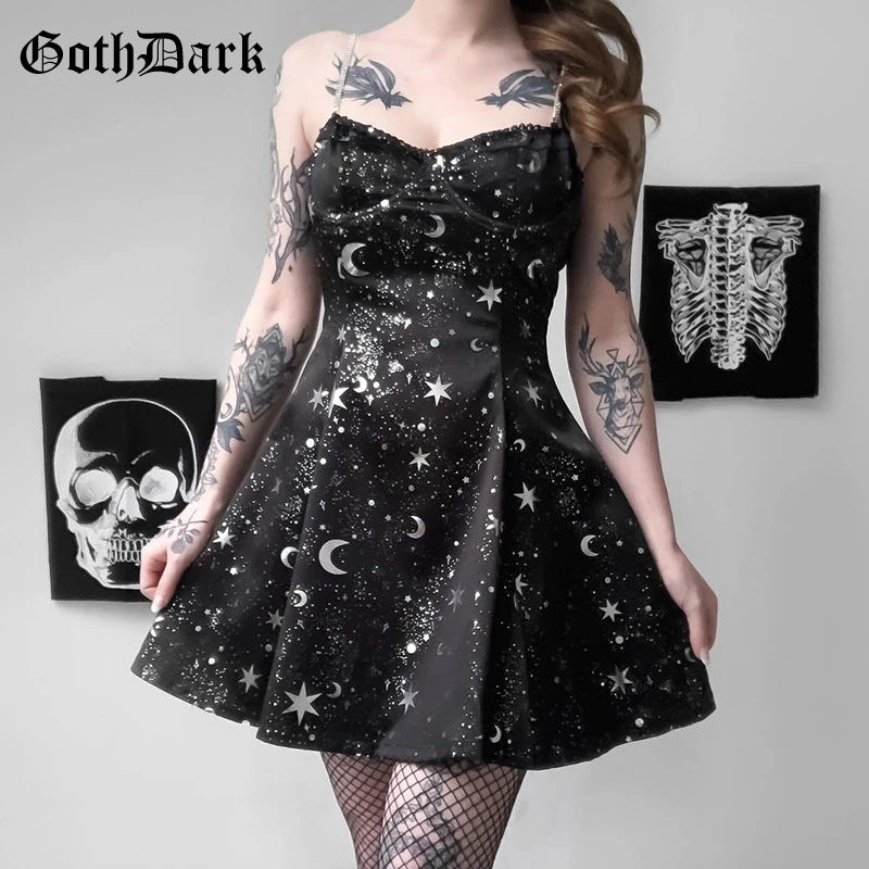 Женское плиссированное платье Goth Dark элегантное черное в готическом стиле с