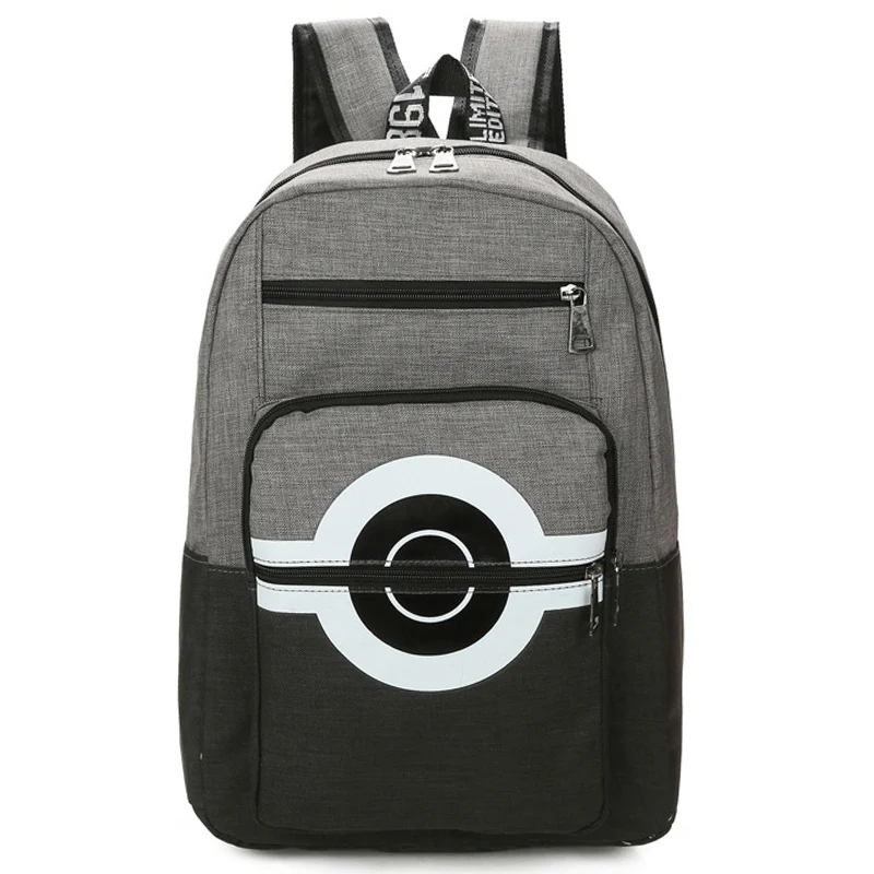 Grey Покемон рюкзаки детские Аниме Пикачу холст школьный рюкзак Poke Ball сумки на плечо для мальчиков девочек BookBags Рюкзак Mochila BP0173 - Цвет: Grey