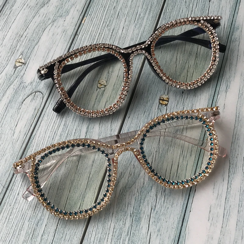 

ZAOLIHU Retro Round Diamond Women Sunglasses Clear Lens UV400 Handmade Crystal Female Eyeglasses Cheap Men Oculos de sol