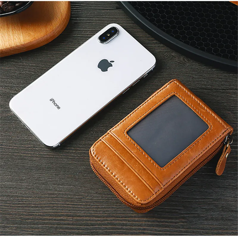 BISI GORO Card Holder Business Card Case with RFID Blocking Vintage Unisex High Quality Genuine Leather Credit Card Wallets