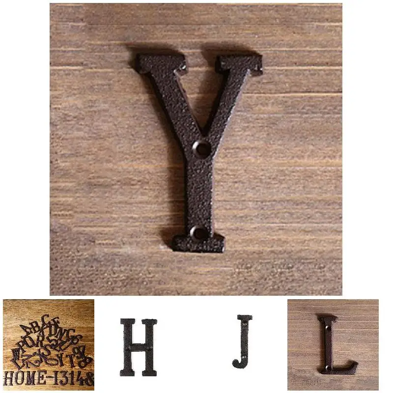 Durable Metal Letters Numbers Cast Iron Decoration House Sign Doorplate DIY Cafe Wall UEJ