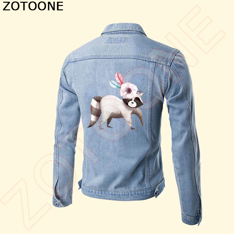 Переводные наклейки ZOTOONE с цветами мультяшный енот термопереводные для одежды