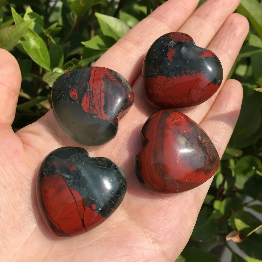 

4pcs Natural crystal The dragon blood stone heart energy healing