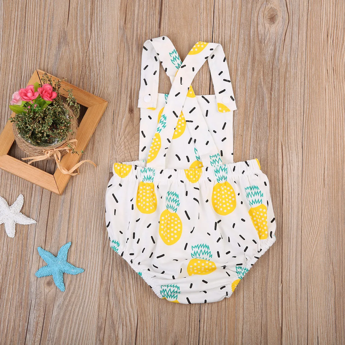 Pudcoco Детская одежда для девочек Милый комбинезон с принтом ананаса Летний хлопковый комбинезон Костюм Подгузник одежды.