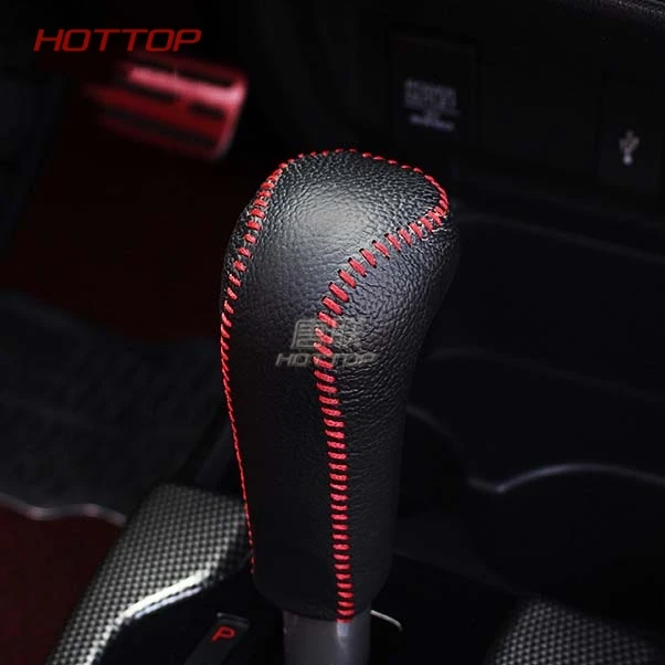 DIY Genuine Leather Red Line Shift Knob Cover &amp Handbrake For Honda Fit 2014 2015 2016 Jazz Automatic | Автомобили и мотоциклы