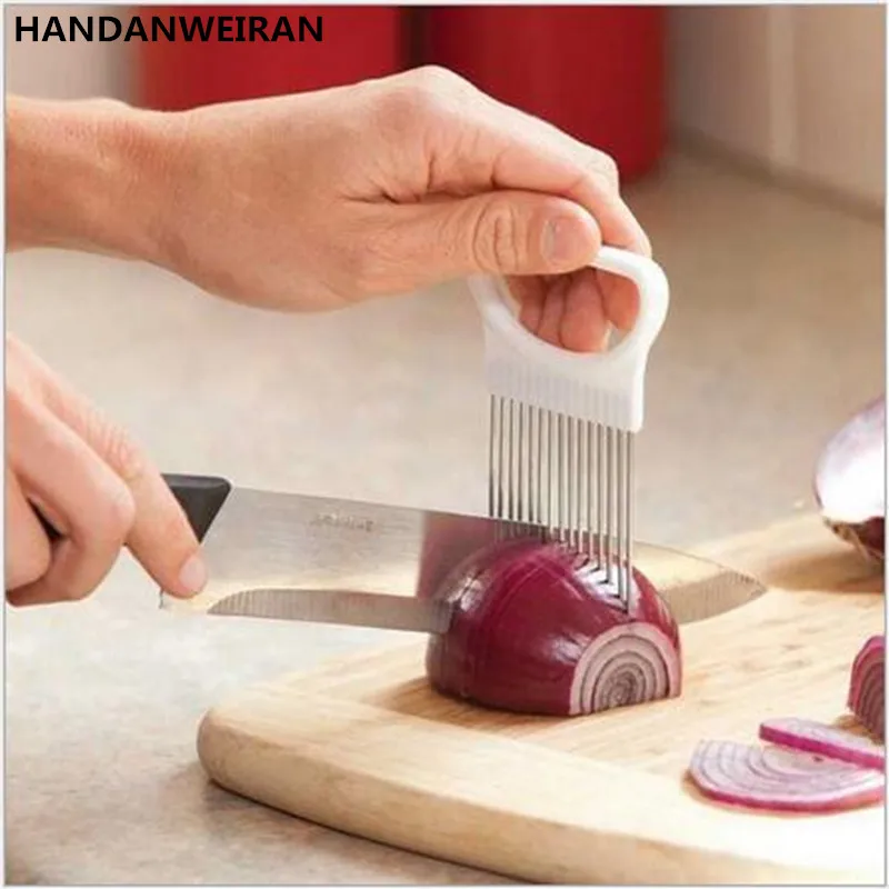 

1PCS Kitchen Gadgets Innovative Onion Insert Stainless Steel Meat Pine Needles Fruit And Vegetable Slice Fixing Device Tool