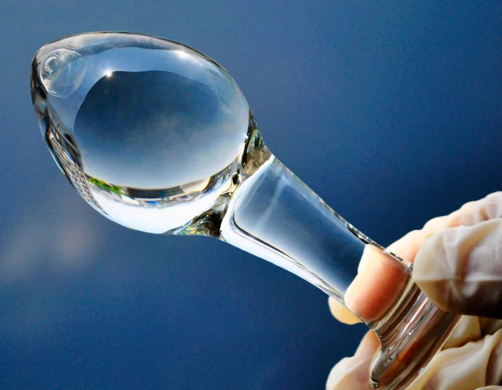 Анальный фаллоимитатор из стекла pyrex пробка с кристаллом и большим шариком 44 мм