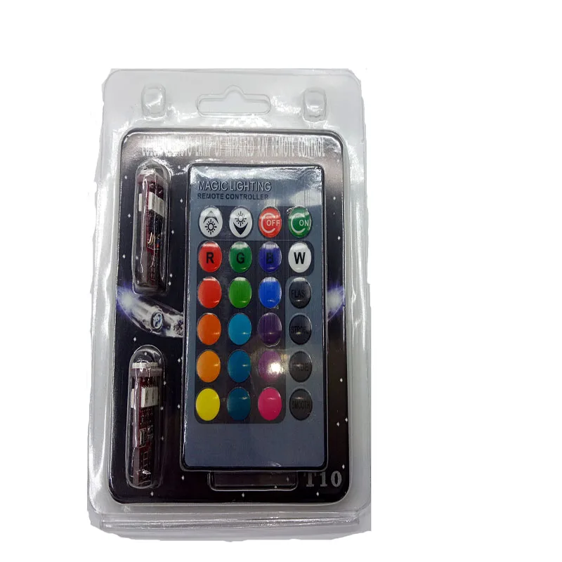 2 шт. RGB многоцветный 6 SMD 5050 Автомобильный светодиодный светильник 194 T10 W5W 12V Клин