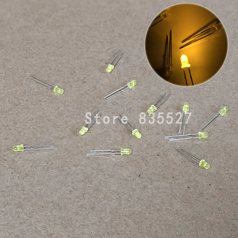 1000 шт./лот 3 мм желтый в цвете DIP круглый светодиод светоизлучающий диод короткие