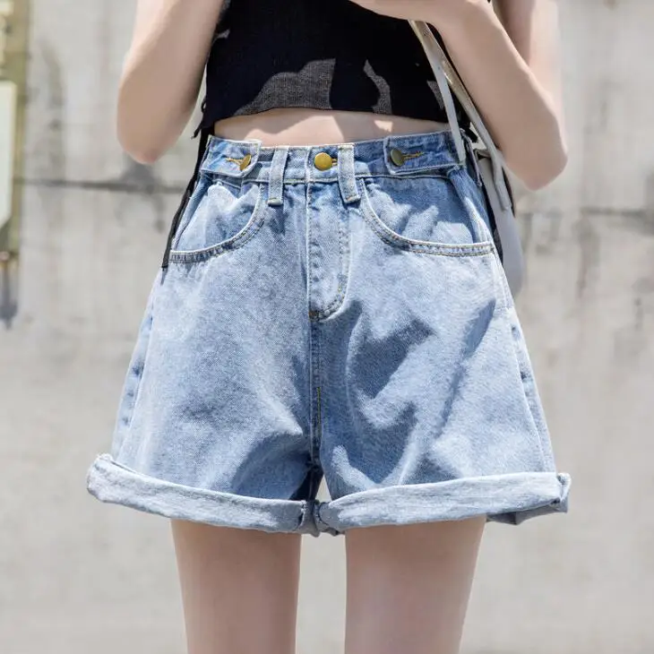 Винтажные женские джинсовые шорты с высокой талией модель 2019 года повседневные в