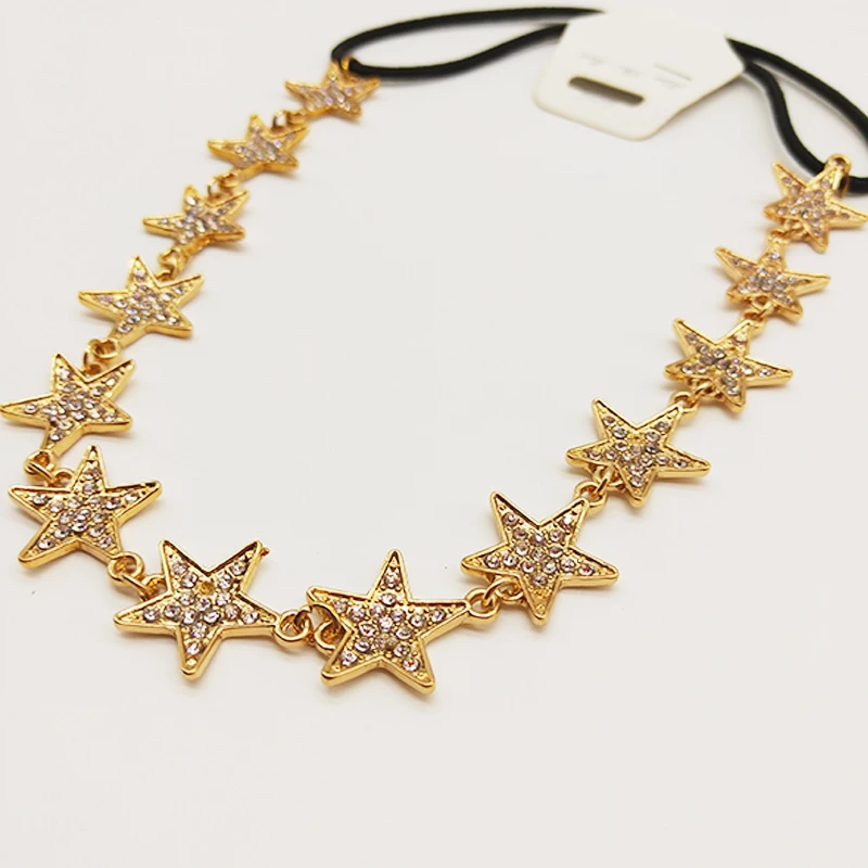 Женские Винтажные эластичные повязки на голову с листом и золотыми цепочками River