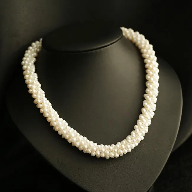 

Cultured freshwater Pearl Necklace Handmade Braid Fine Elegant Women's jewelry Birthstone Valentine Christmas Wedding Gift Top