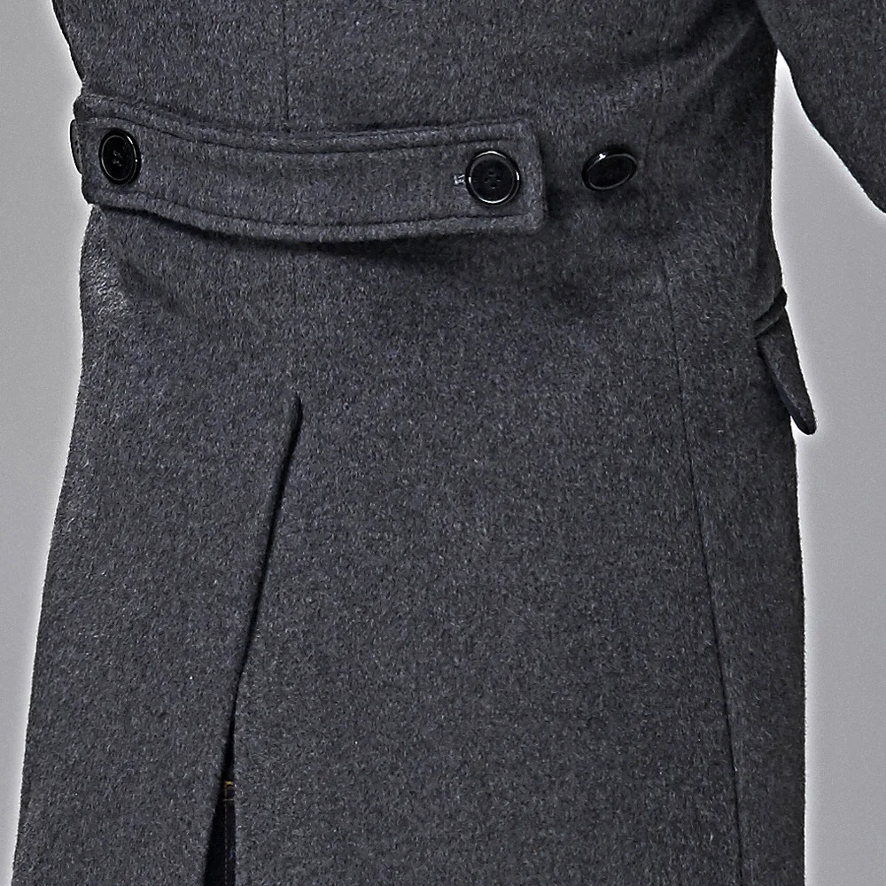 

British men URSMART wool coat long grey business men and men jacket