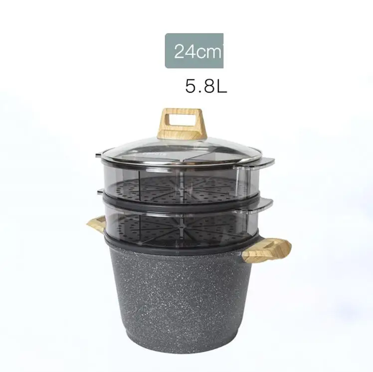 5.8 L Set 02 Кастрюля для супа, двойной котел для приготовления, сковорода с антипригарным покрытием, кухонная посуда, пароварка, кухонные сковороды, кастрюли, кастрюля - Цвет: 5.8 L Set 02