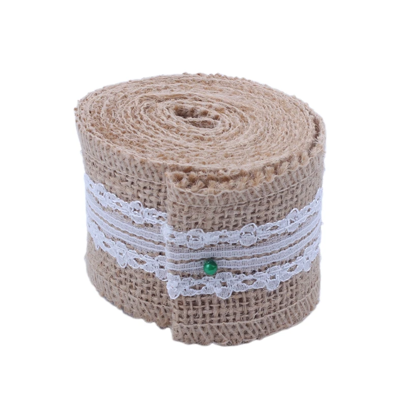 2 5 м Конопля с кружевной отделкой ленты деревенский Свадебный декор полосатые