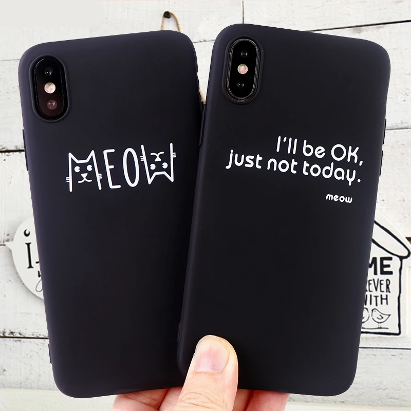 Модные телефонные Шкафы для IPhone X XS MAX XR 8 7 6 s плюс Чехол мяу Письмо Мягкий