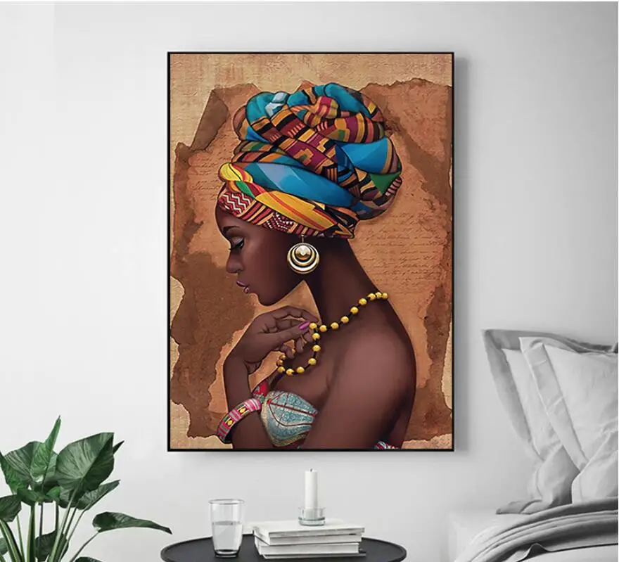 Без рамки Африканский Wall Art один Картины для Гостиная стены холст современный