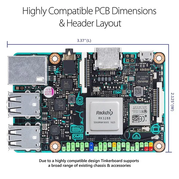 Плата ASUS SBC Tinker RK3288 SoC 1,8 ГГц четырехъядерный процессор, 600 МГц Mali-T764 GPU, 2 Гб LPDDR3 tinkerboard скорость, чем raspberry pi 3