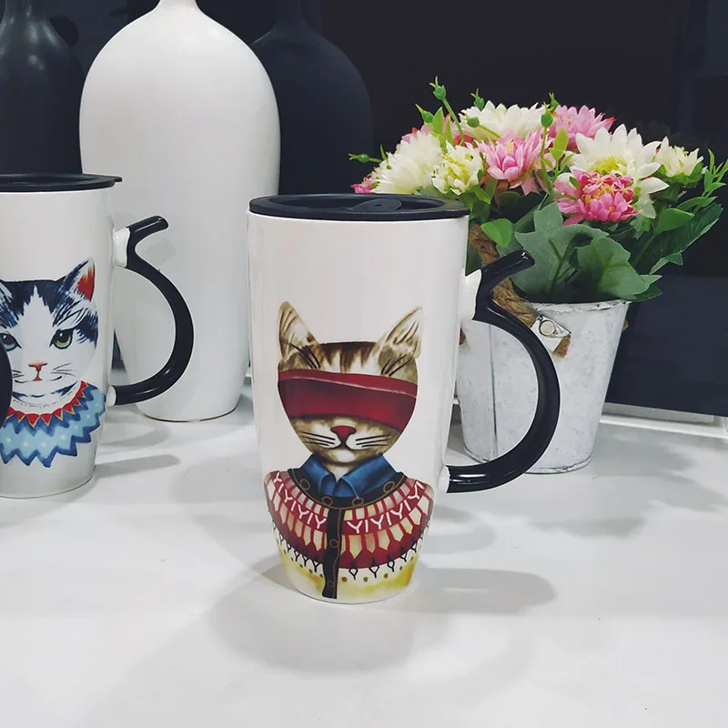 Кружка для кофе с крышкой Cool Cat Ceramics кружки животным объемом 600 мл креативная