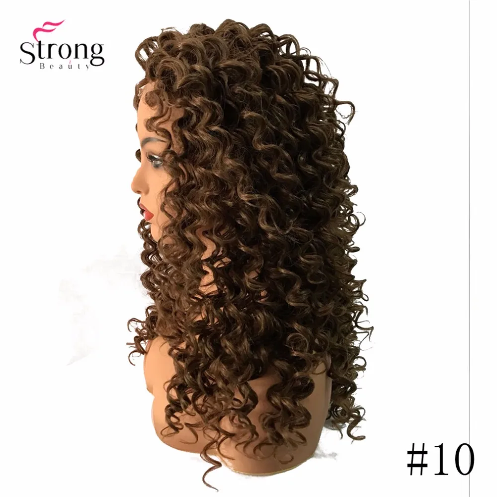 StrongBeauty синтетические волосы на кружеве Искусственные парики коричневый/черный длинные нахальный вьющиеся волосы шиньон синтетическ