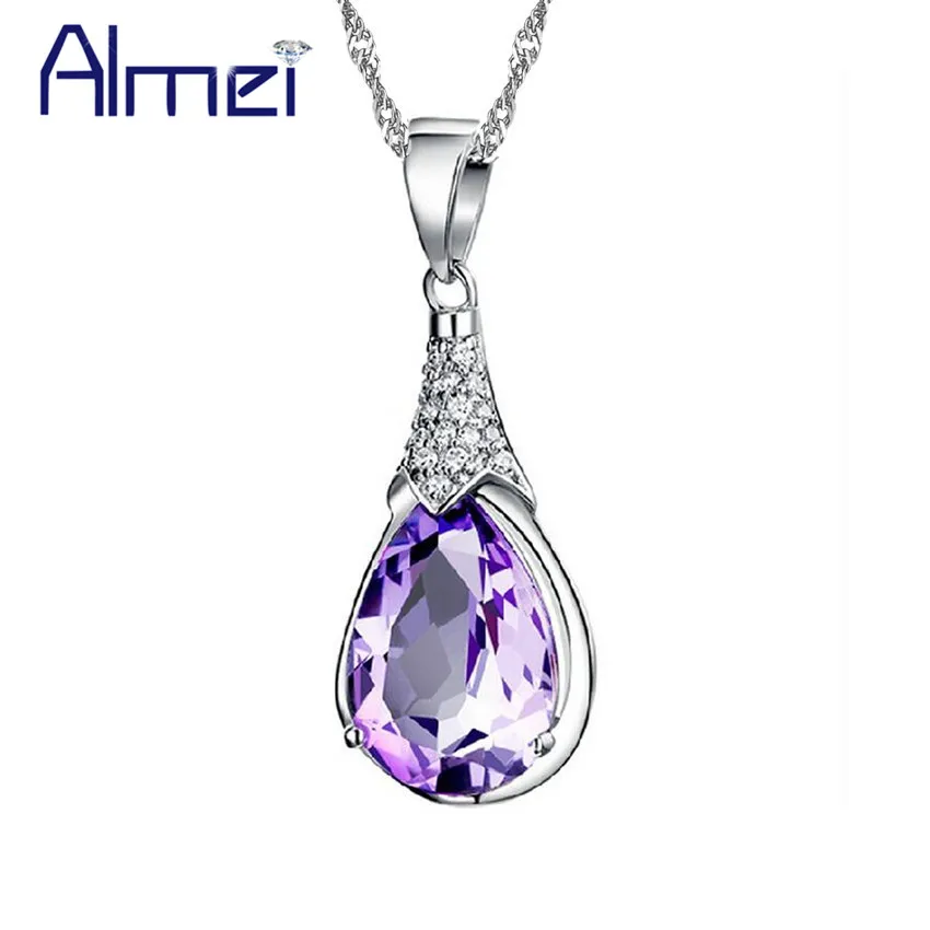 Almei скидка 20% распродажа колье ожерелье с фиолетовым камнем цепочка для женщин