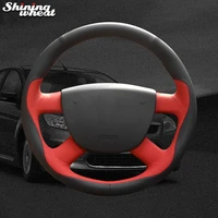 bannis black red leather black suede car steering wheel cover for ford kuga 2008 2011 focus 2 2005 2011 c max 2007 2010