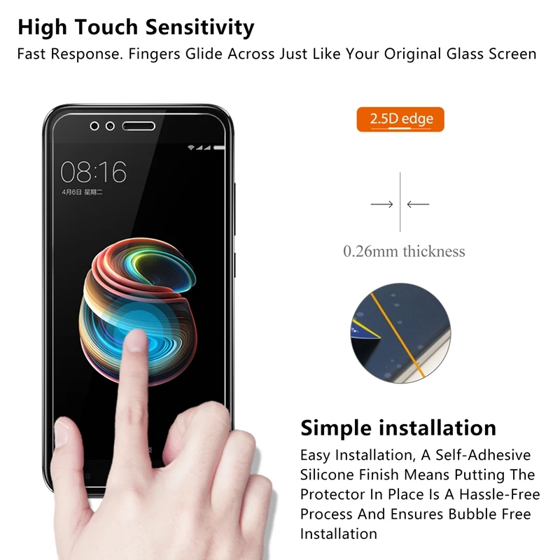 2 шт./партия 2.5D 0,26 мм 9H Pre mi um закаленное стекло для Xiaomi mi A1 mi A1 5,5 дюймов Защитная пленка для экрана для Xiaomi mi A1