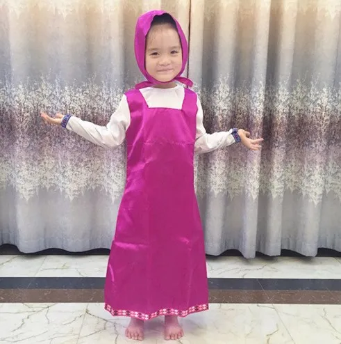 2019 New Mashae y el oso Cosplay Party Costume Purple Dresses Decoration Childrens Fancy Dress Anime Onesie Clothing | Детская одежда и