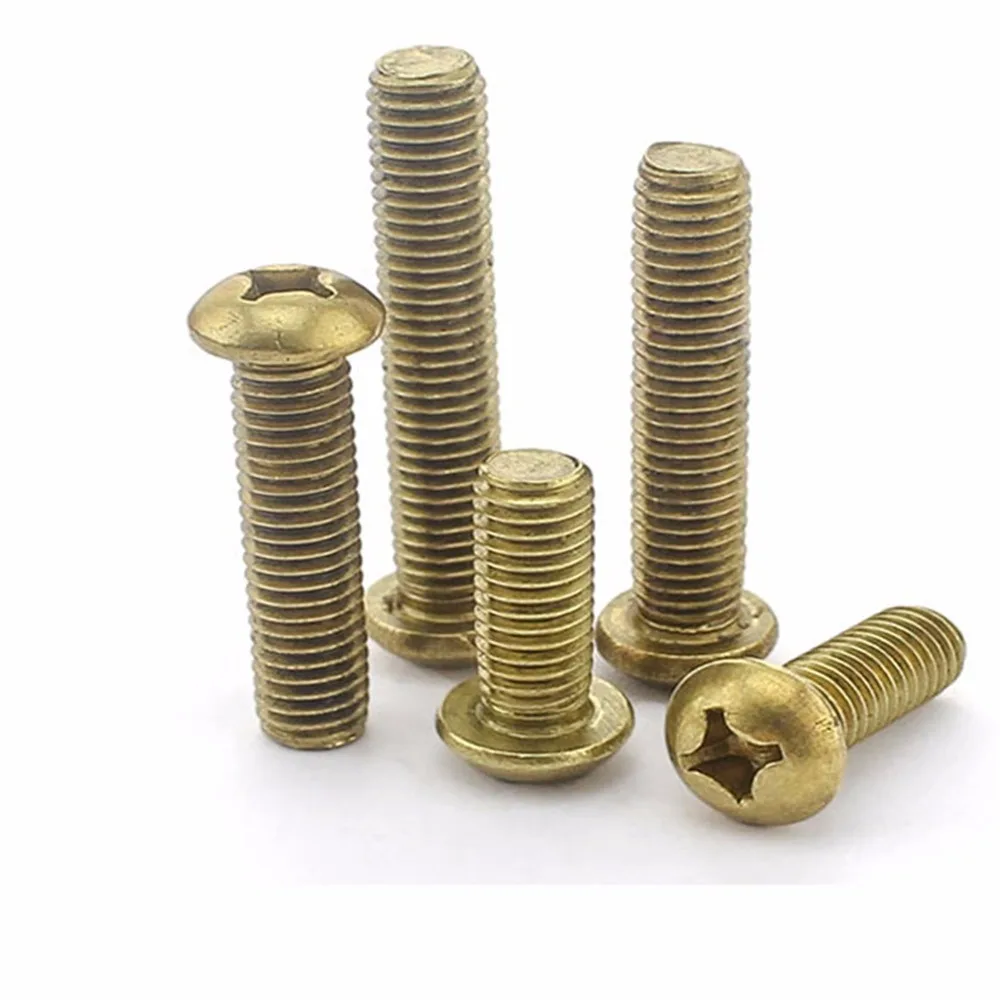 100 шт. M2 латунный винт круглая головка медного винта крестообразная утопленная