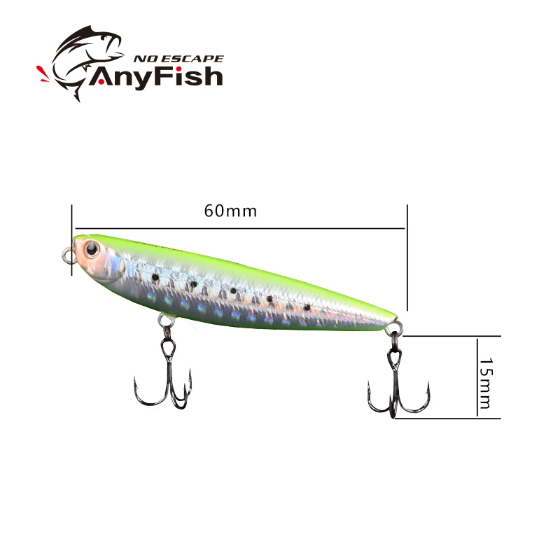 Пенал ANYFISH Star 60 плавающая приманка для рыбалки 6 см 3 4 г с 2 рыболовными крючками