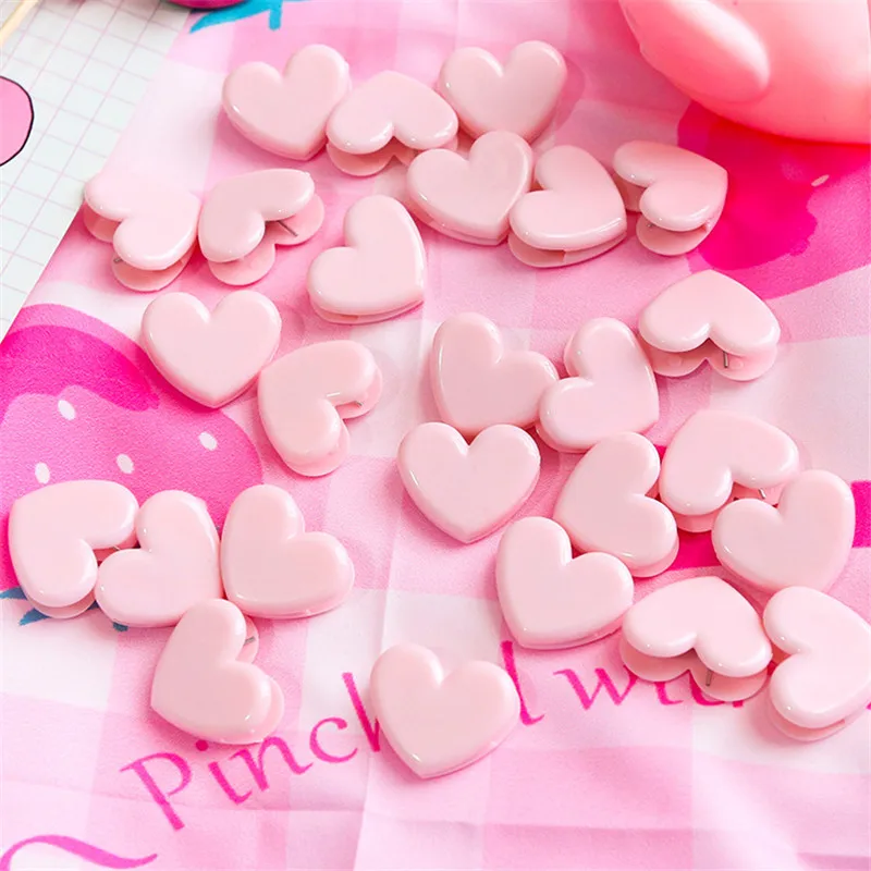 10 штук упак. мини розовый милый зажим в форме сердца фото папка мультфильм Смола