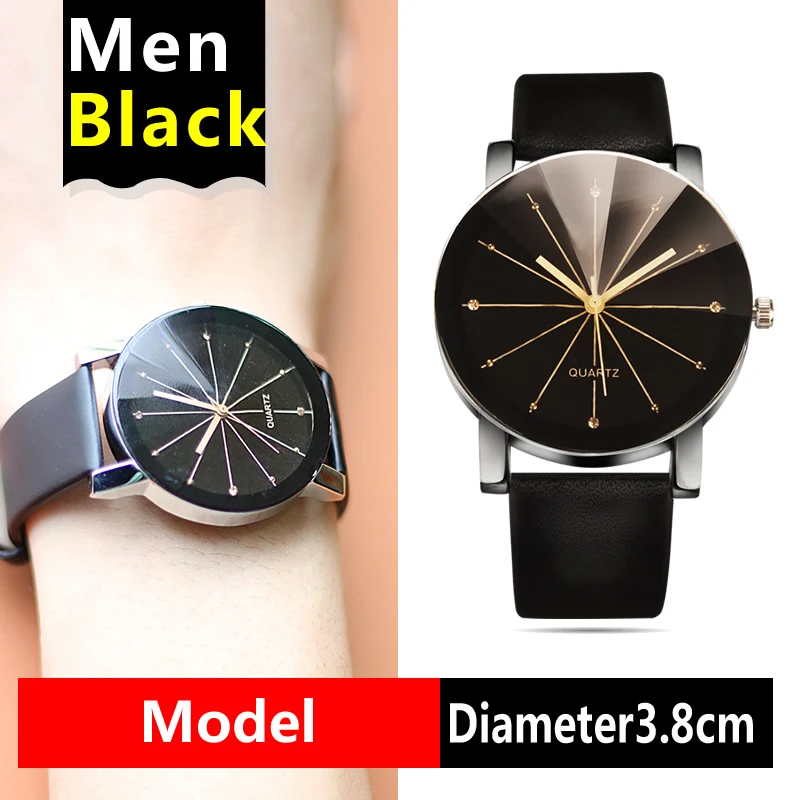 Высококачественные кварцевые часы мужские и женские с циферблатом кожаный - Фото №1