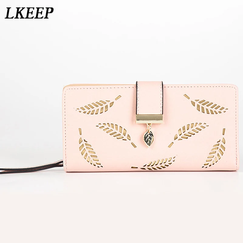 2018 фирменный женский кошелек с листьями клатч из мягкой искусственной кожи