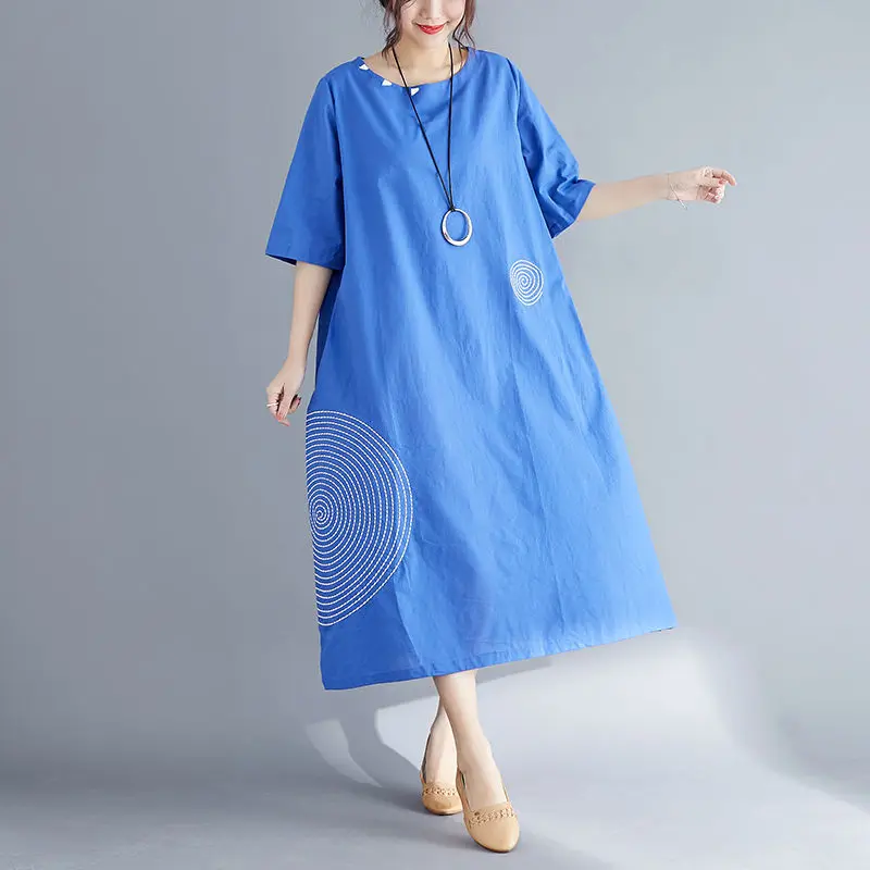 Женское платье с круглым вырезом NYFS элегантное Свободное длинное из хлопка и