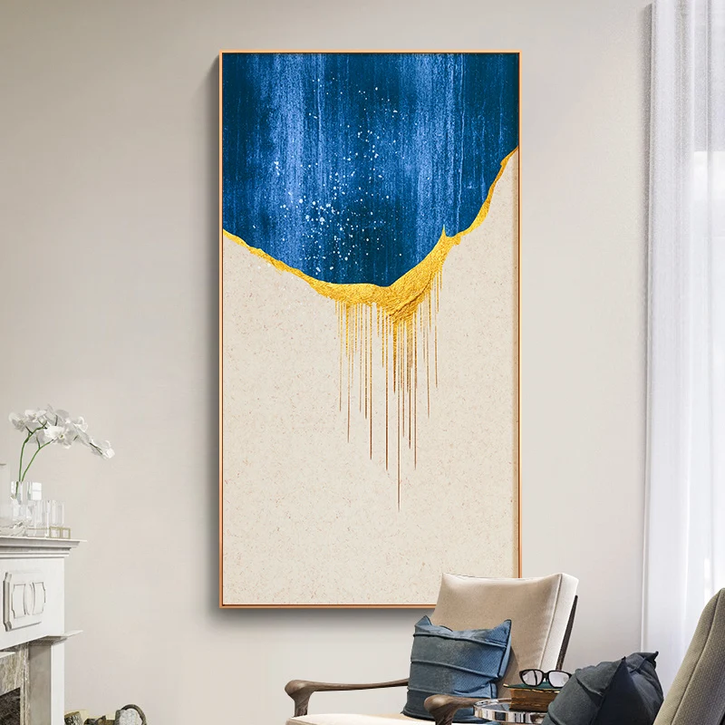 Абстрактный поток цвет синий n Белый стиль рисования на холсте Плакаты печати для