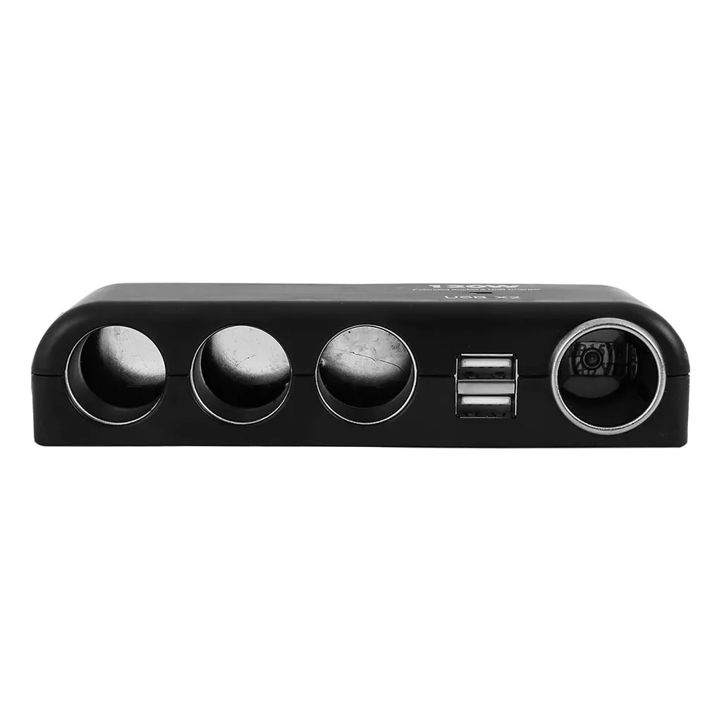 ABS 4 Way 12V 24V Мульти разветвитель автомобильного прикуривателя USB зарядное устройство адаптер Черный Авто внутренние части