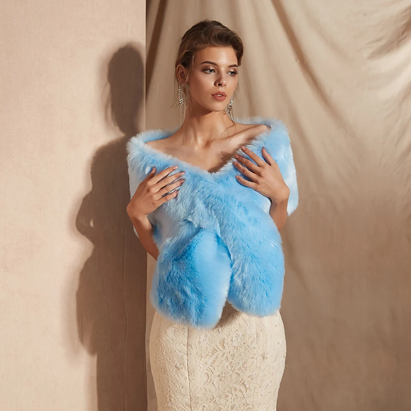 JaneVini High Quality Winter Bridal Faux Fur Shawl and Wrap Wedding Cape for Evening Party Coat Cloak Women Accessories | Свадьбы и