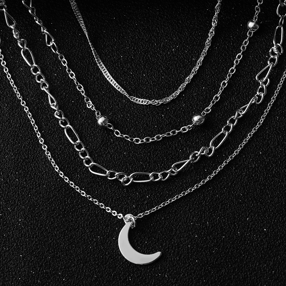 4 шт./компл. Винтаж серебро Цвет луна кулон ножной браслет комплект ювелирных