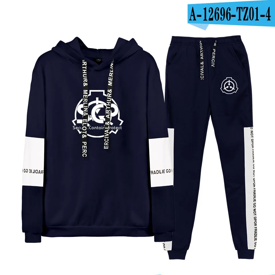 Темно-серый Frdun Scp Foundation осень/зима Billie Eilish горячая Распродажа толстовки с капюшоном/спортивные штаны Мужской комплект из двух предметов костюм с капюшоном - Цвет: Темно-серый