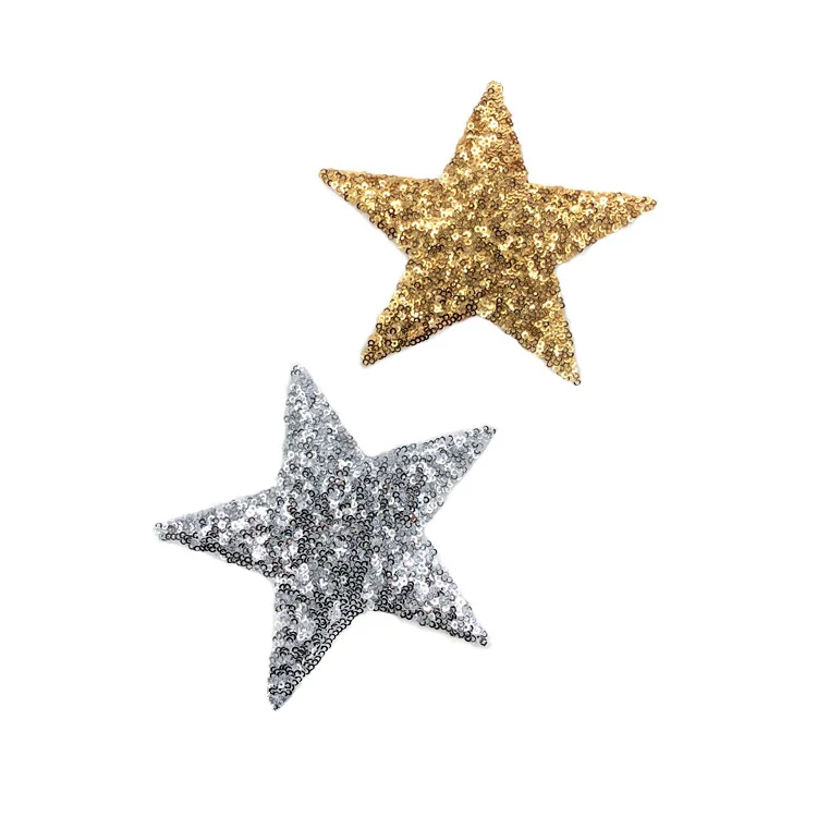 1 шт. Серебристые золотистые блестки со звездами патчи для одежды детская