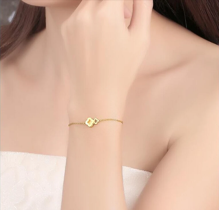 Luxury Fashion 999 24K Yellow gold O chain Flower Lady's Bracelet 2.34g | Украшения и аксессуары
