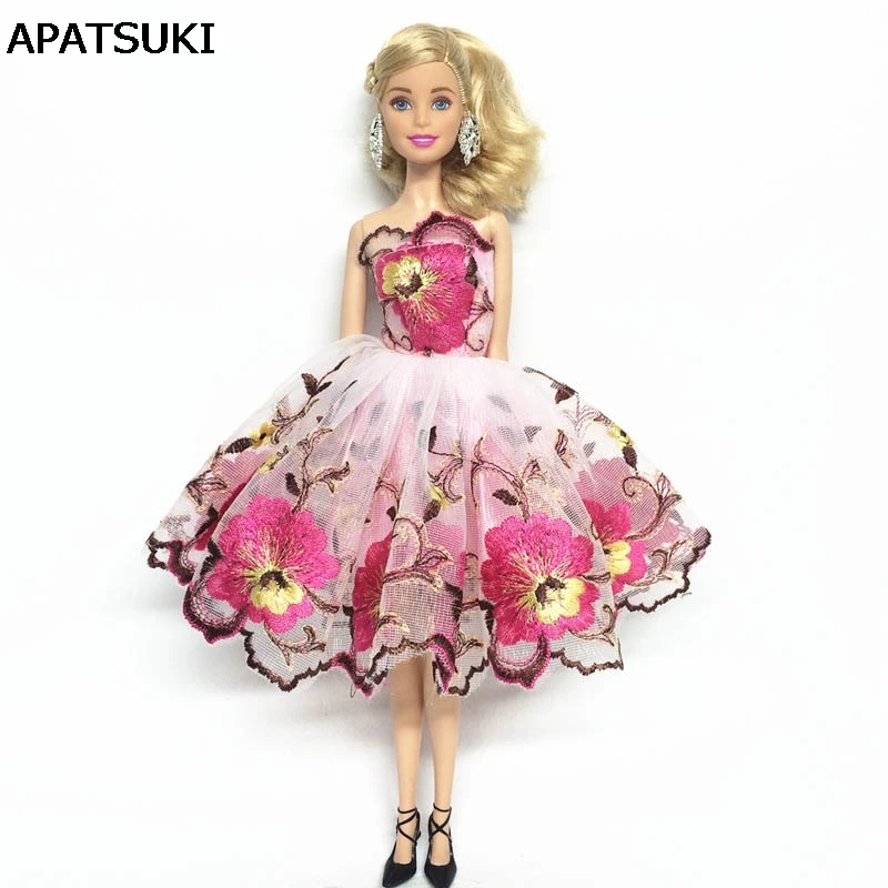 Костюм с красным цветком цельное праздничное платье для куклы Барби 1/6 модная