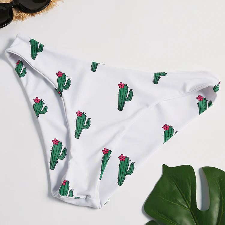 Треугольный бикини сексуальный с низкой посадкой принтом кактуса купальник Maillot