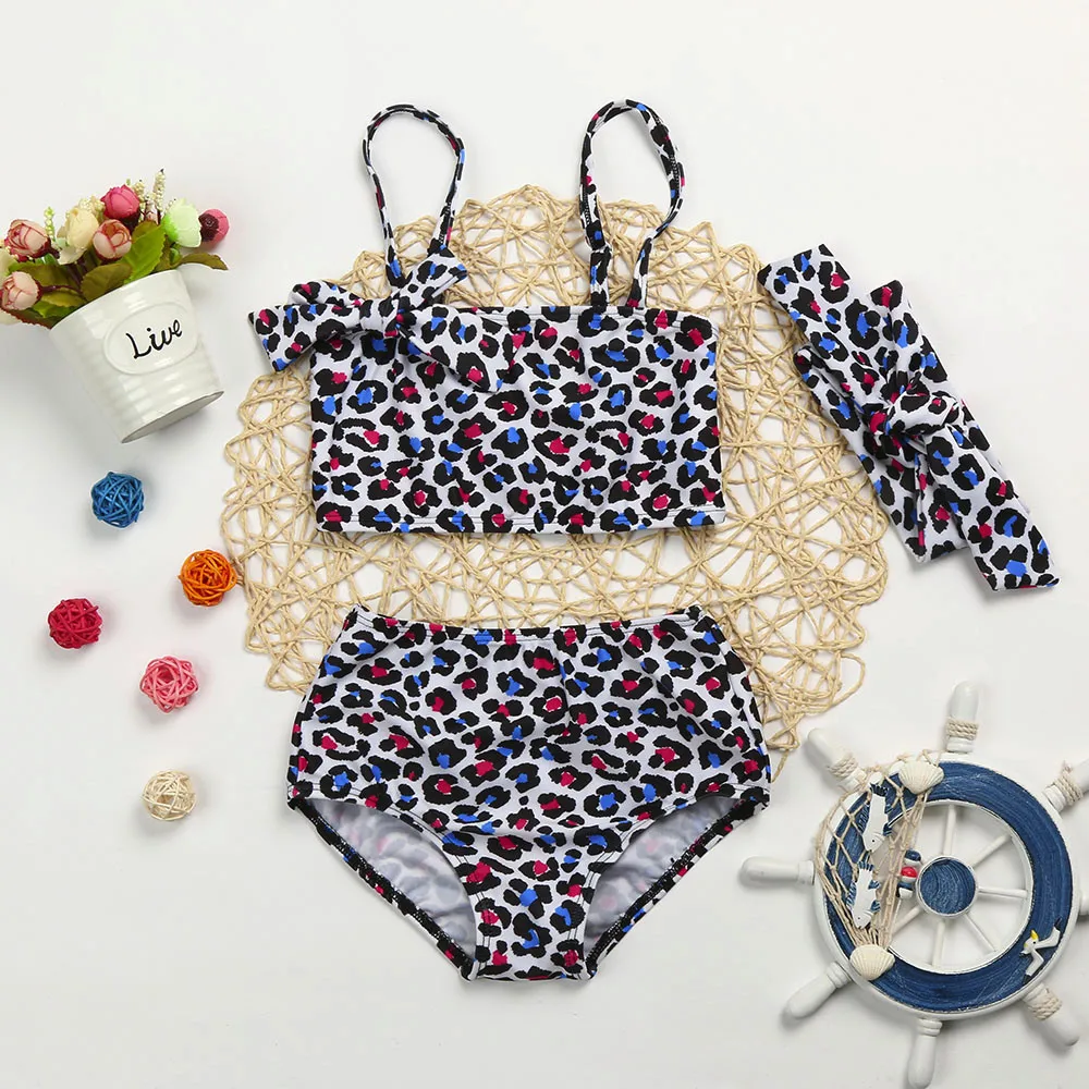 Детский купальный костюм из 3 предметов для маленьких девочек лямки купальников