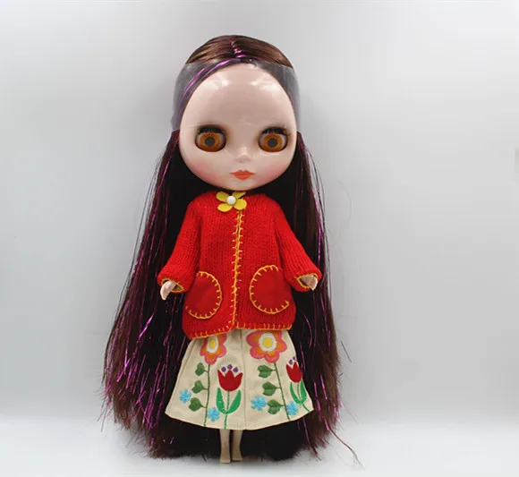 Кукольная юбка Blygirl Blyth с цветами красный свитер одежда была на три|doll clothes|blythe