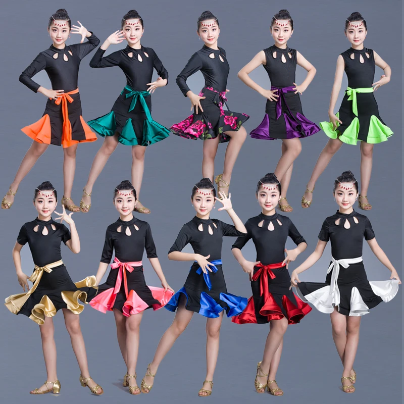 Детские костюмы для латинских танцев детские соревнований бальных спандекс