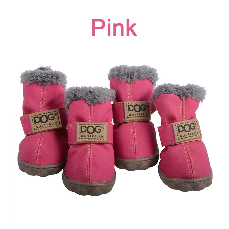 Pink YVYOO зимняя одежда для собак для маленьких собак, обувь, супер-теплые 4 шт./компл. собака ботинки для девочек хлопковые нескользящие XS 2XL обувь для мелких домашних животных продукт Водонепроницаемый A03 - Цвет: Pink
