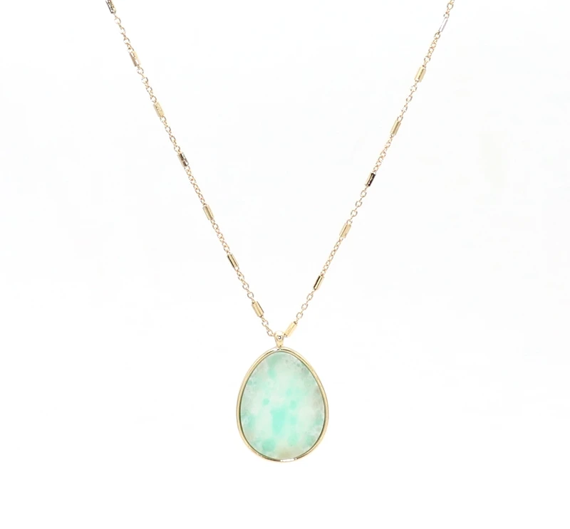 2018 новое ожерелье с подвеской в виде капли воды разноцветное бело-зелёный камень