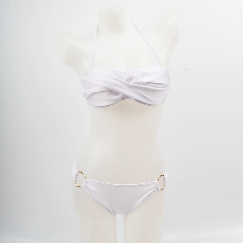 Скрученный комплект бикини с пуш ап топом и колечками для отдыха хит продаж